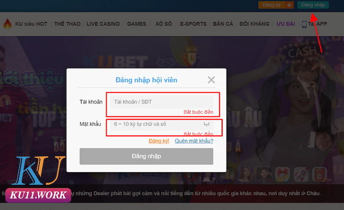 Đăng nhập Ku11 để nhận ưu đãi ngập tràn
