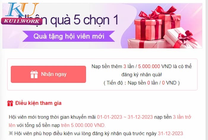 Khuyến mại Ku11 5 chọn 1